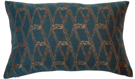 Avali Abstract Teal Rectangle Cushion