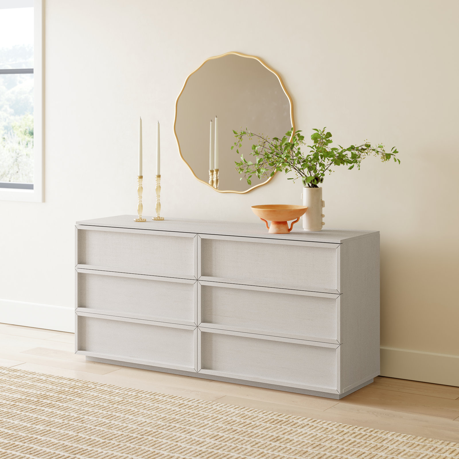 Hudson 63" Double Dresser, White Wash