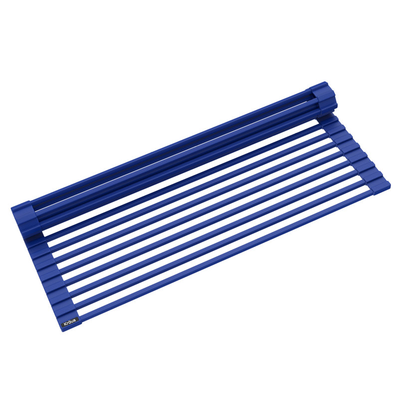 Dark Blue Foldable Stainless Steel Over-Sink Dish Drying Rack
