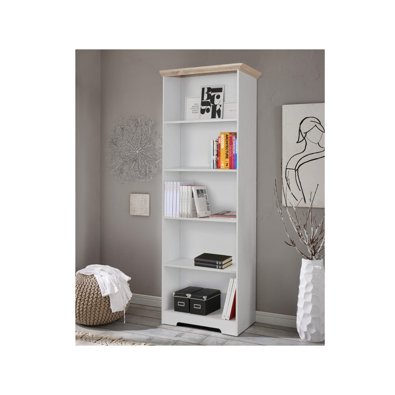 Plevna 180cm H x 75cm W Standard Bookcase, White/Oak