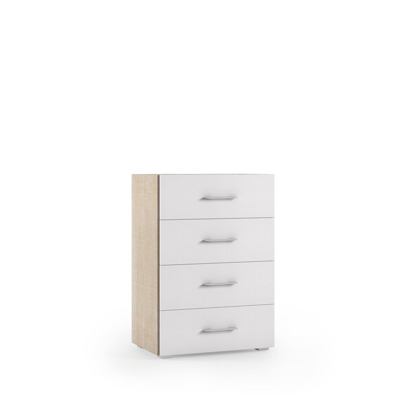 Gurusharan 60 cm W Chest of 4 Drawers, White/Oak