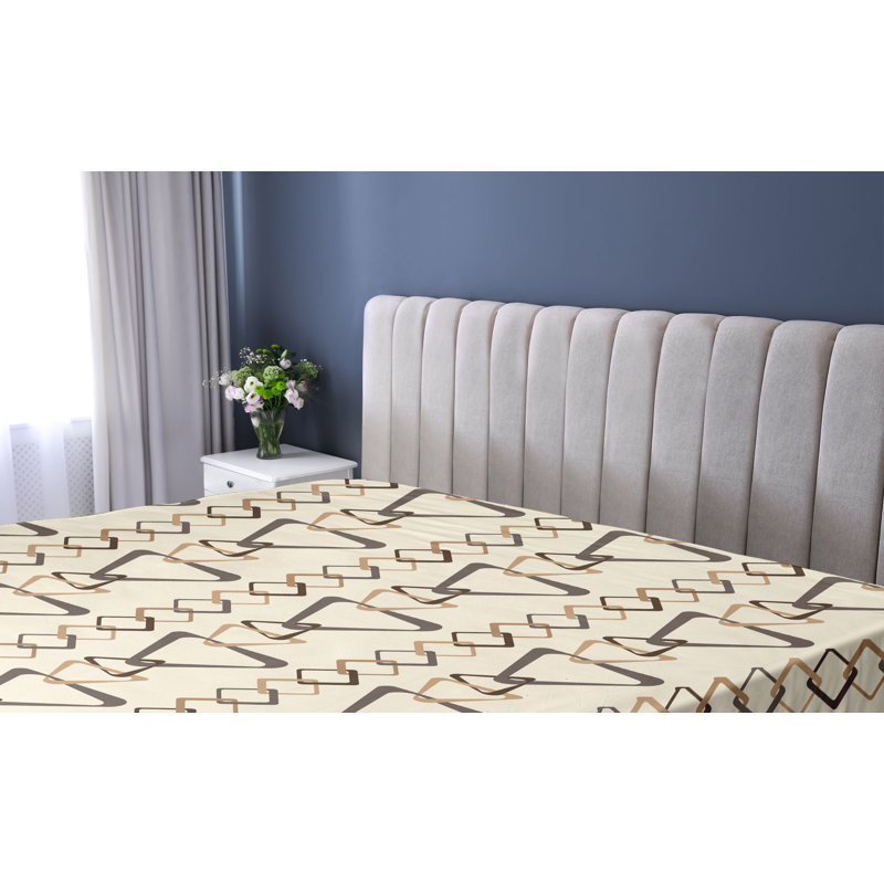 Drap-housse abstrait Ambesonne, formes losanges, art caramel et champagne, Drap-housse de taille simple