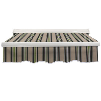 Dakota Fields 395cm W x 300cm D Fabric Multi-Stripe Cover Motorised Retractable Patio Awning
