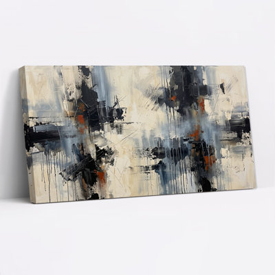Toile abstraite abstraite noire, grise et orange