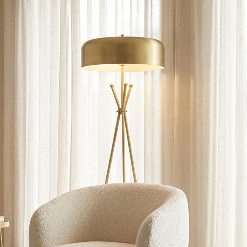 Lampe sur pied géométrique contemporaine Zephyr Gold