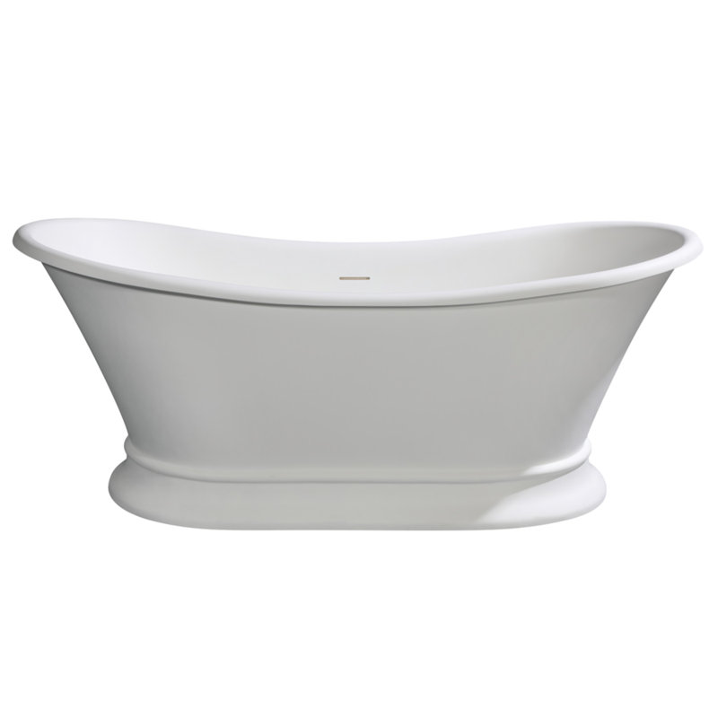 Baignoire de trempage à piédestal 68 po x 30 po, Blanc mat / blanc brillant