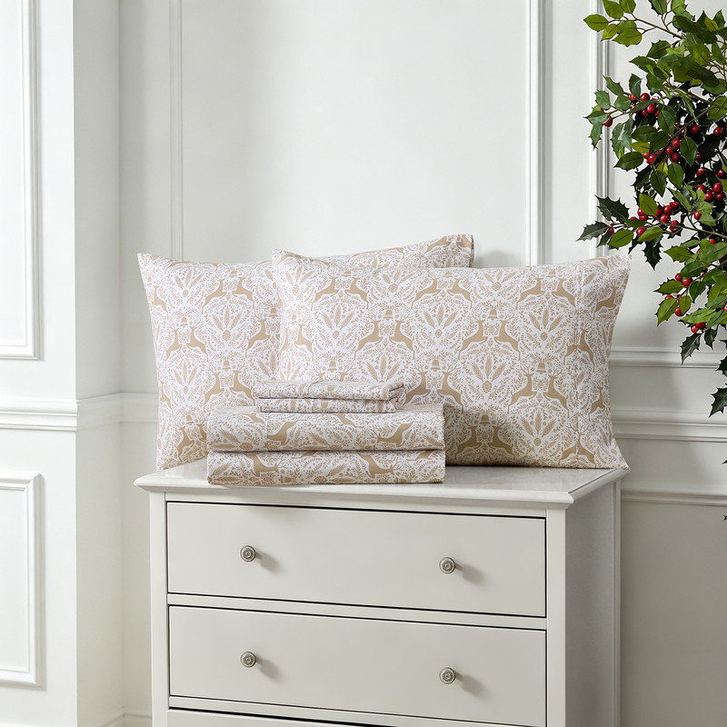 Ensemble de draps 6 pièces Lenox, Très grand lit, Renne populaire
