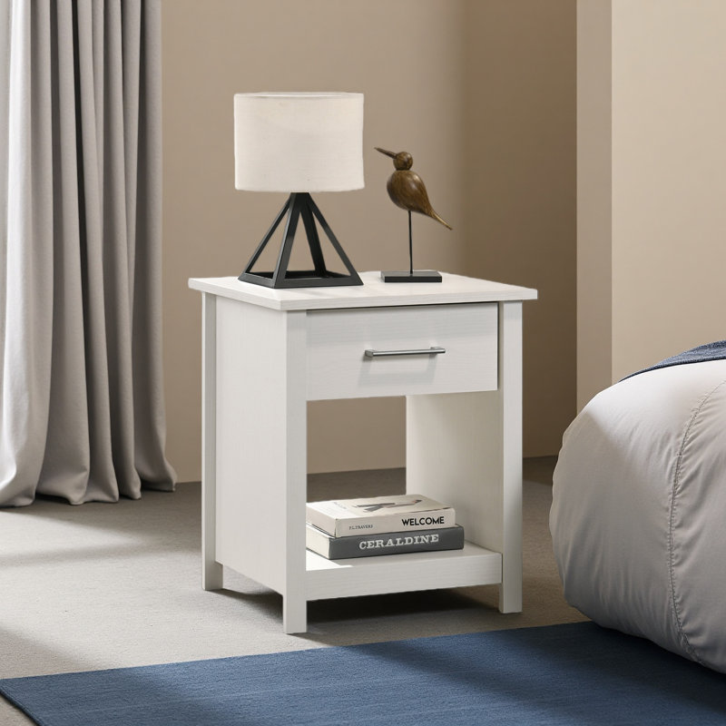 20"W 1-Drawer Nightstand Bedside Table, White