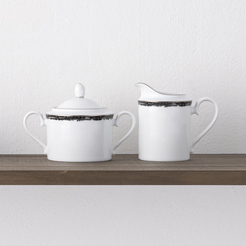 Noritake Rill Sugar & Creamer Set, Black