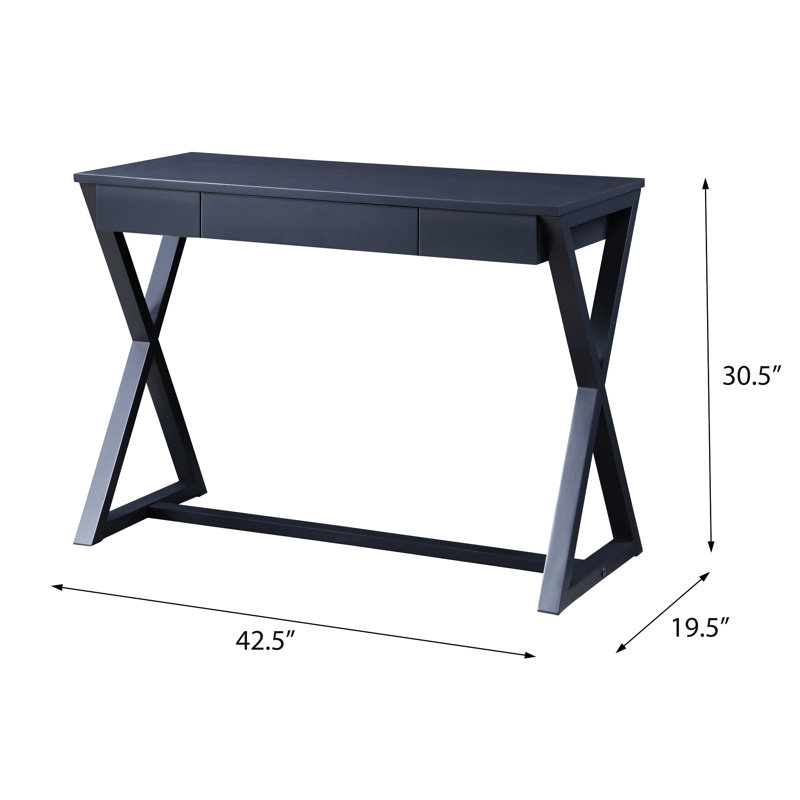 Console en gris anthracite, avec base en forme de X et tiroir de rangement pratique gris anthracite pratique