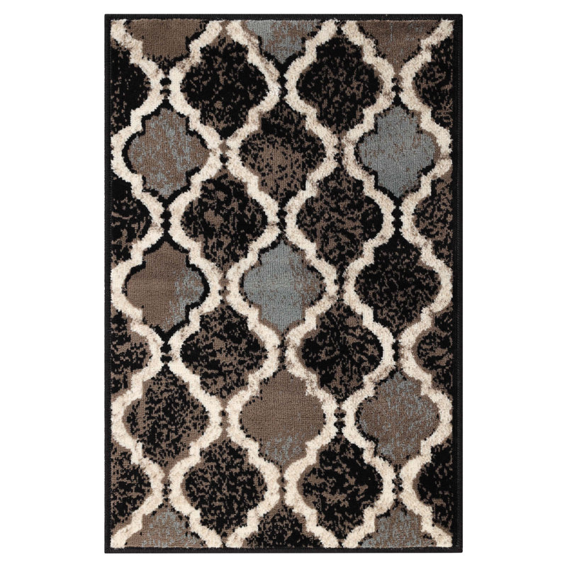 Tapis d'intérieur à motif géométrique en treillis Ahtzired, Rectangle 3 pi x 5 pi
