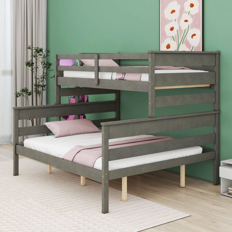 Lit superposé Jayleanna, pour enfants, Simple TG sur grand, gris