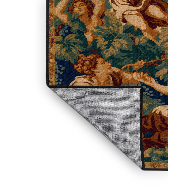 Tapis brun français lavable à la machine, Rond 7 pi