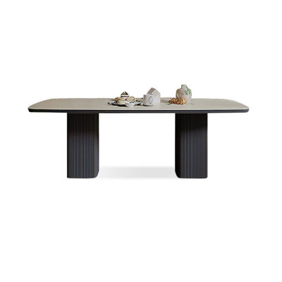 Table de salle à manger rectangulaire moderne en bois massif fritté