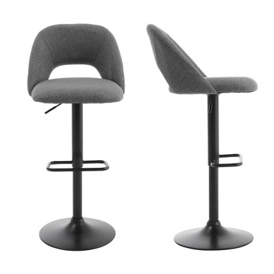 Nesly Swivel Upholstered Adjustable Height Bar Stool with Iron Frame