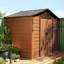 Outsunny 8 x 6ft Metal Garden Shed House Shutter Vents Brown Wood Effect