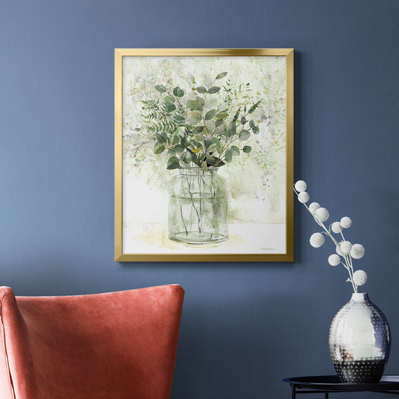 Toile encadrée de qualité supérieure Delicate Greenery II - prête à être accrochée, Or, H 24 po x l 20 po