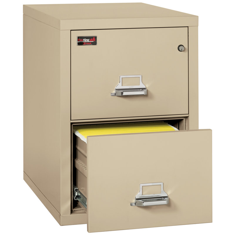 Fireproof 21.3125'' Wide 2 -Drawer Steel File Cabinet, Parchment