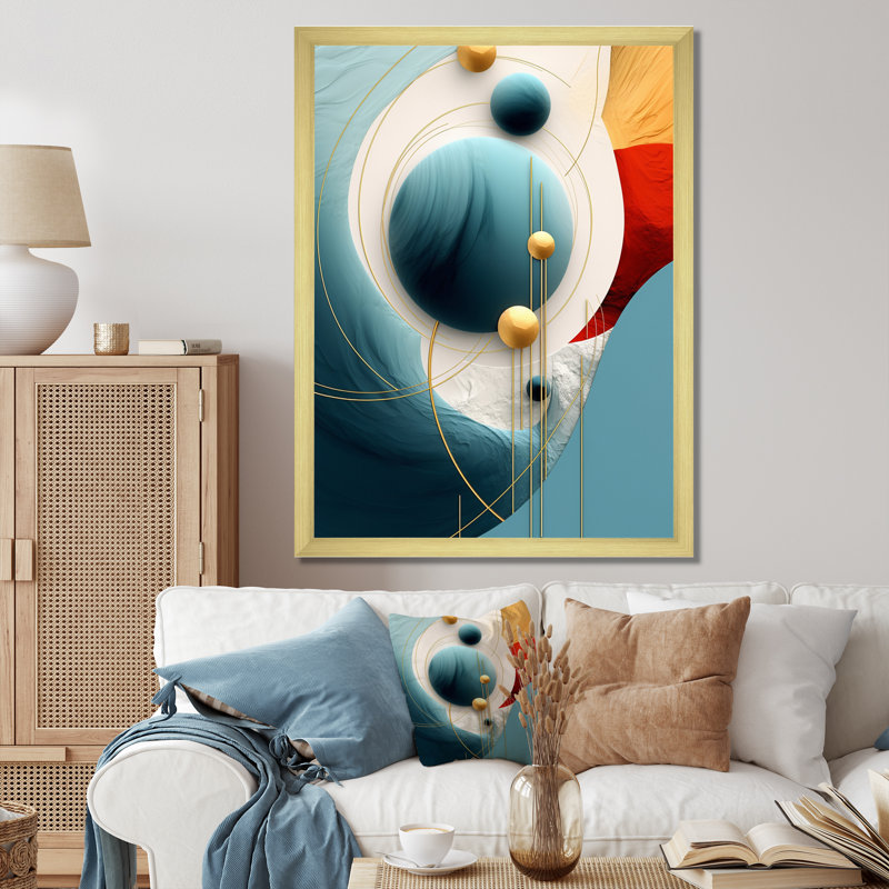 «Tender Awakening» en bleu rétro - impression, H 32 po x l 16 po x P 1 po, Cadre doré à une seule photo