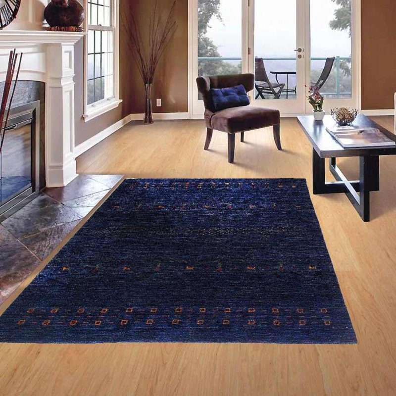 Geometric Area Rug in Navy Blue
