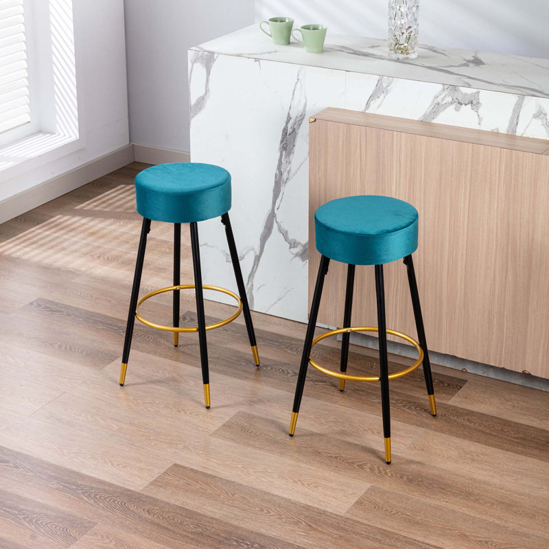 Ensemble de 2 tabourets de bar à hauteur de comptoir Agee, Sarcelle