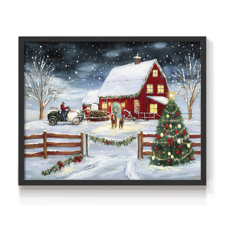 Art de Noël - DCCX III - Reproduction encadrée - Restickable, H 11 po x l 14 po, Noir, noir, noir, noir