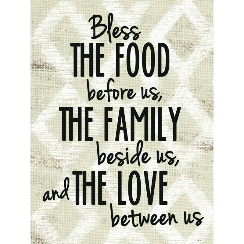 «Bless the Food», art textuel sur toile tendue, H 32 po x l 24 po