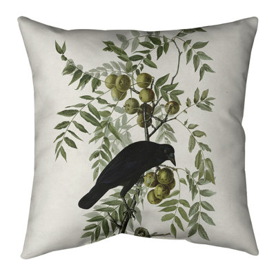 Housse de coussin carrée et insert John James Audubon American Crow