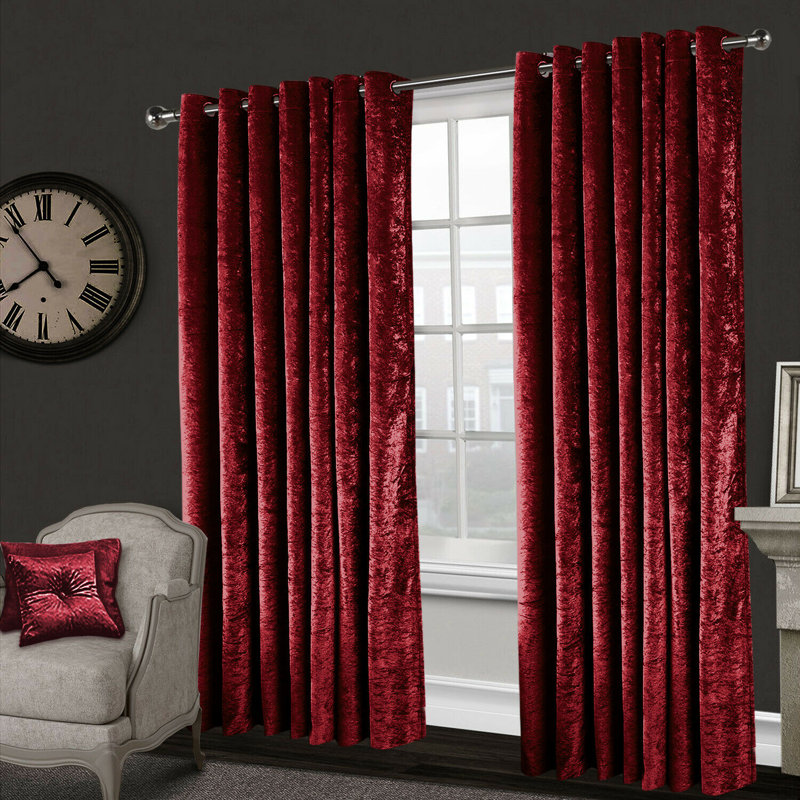 Aguilar Velvet Sheer Curtain Pair, 228 W x 137 D cm, Burgundy