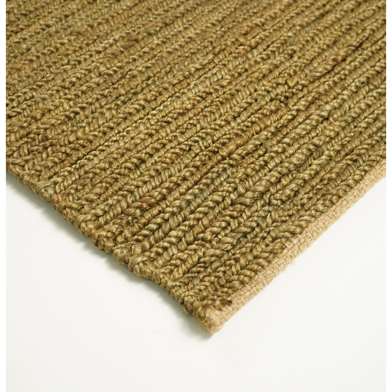 Dennon Eco-Friendly Chunky Jute Hand Woven Area Rug - Rustic Durable Design, Rectangle 160 x 230 cm, Green