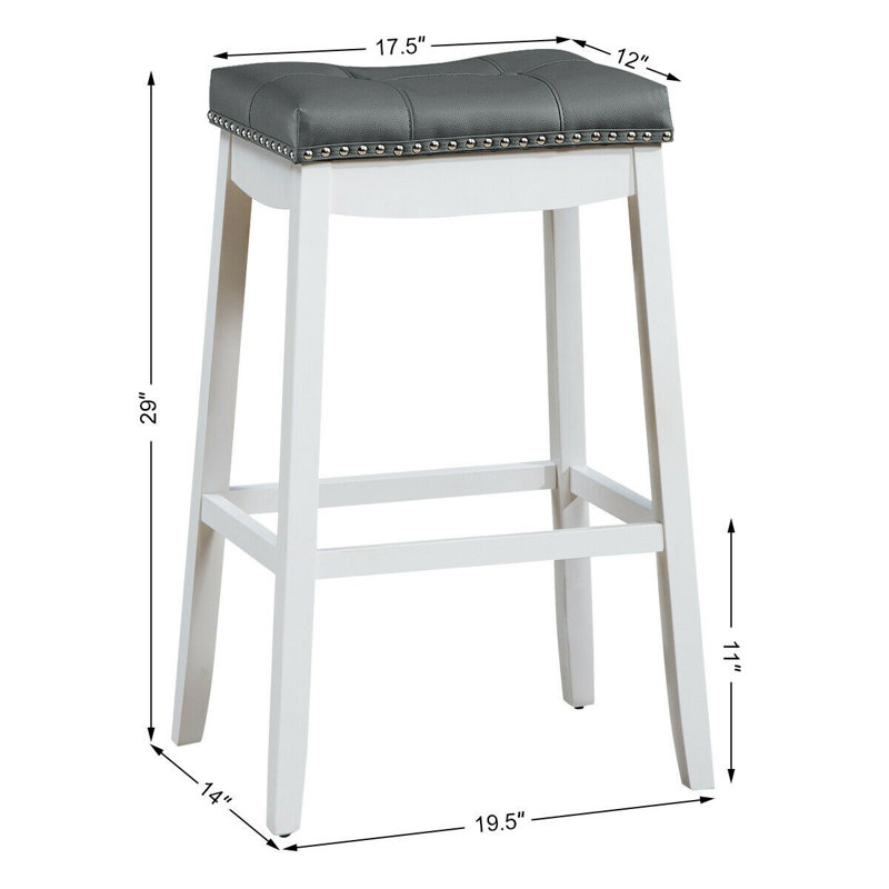 Tabouret de comptoir 24 po Johnee, Blanc, Gris / blanc, Tabouret de bar (siège d'une hauteur de 29 po)