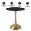 Table de salle à manger Bristol moderne avec plateau en panneau de fibres à densité moyenne et piédestal en acier inoxydable-368104184-368104181-368104179