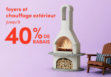 Outdoor fireplaces and heaters up to 40% off.