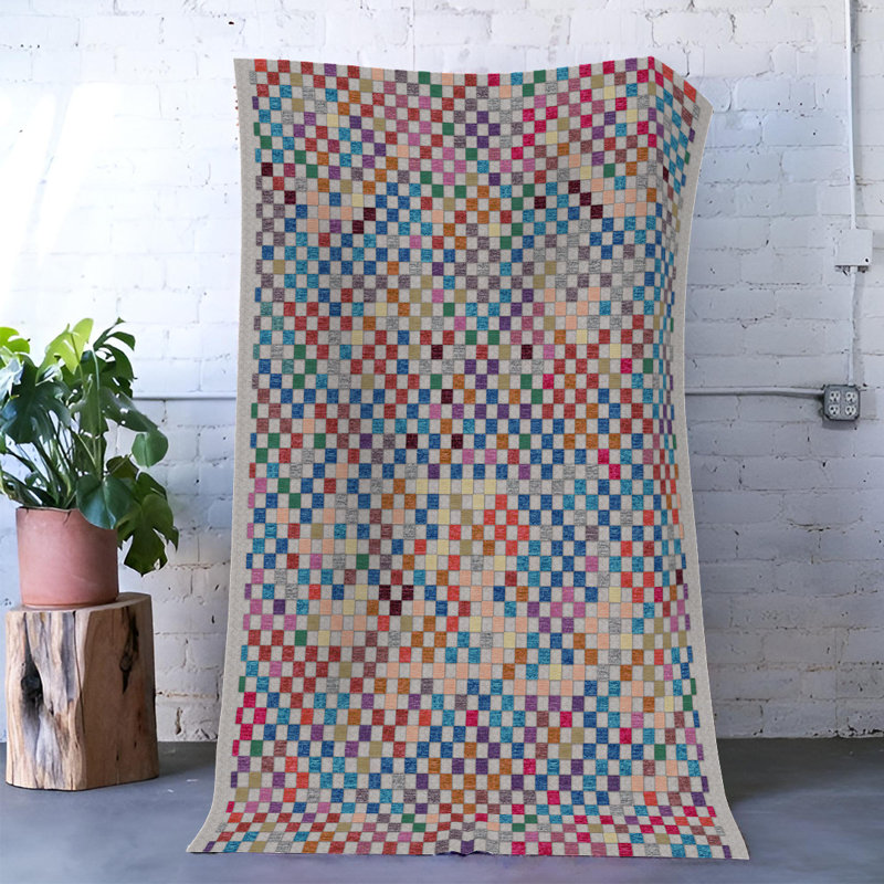 Tapis décoratif multicolore à motif géométrique moderne, Rectangle 4 pi 11,06 po x 7 pi 6,55 po