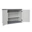 Remise de rangement horizontale avec tablette amovible, grande armoire de rangement extérieure verrouillable, unité de rangement en plastique PEHD résistant aux intempéries pour la cour, le patio, le jardin - 28 pieds cubes, blanc ivoire