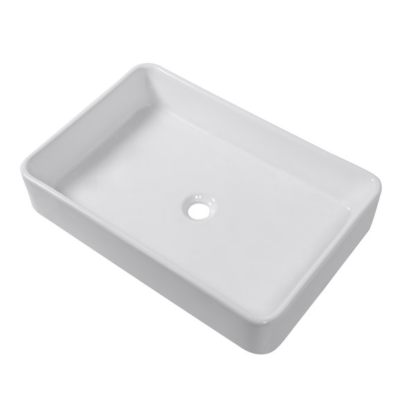 Beslend 16'' White Ceramic Rectangular Bathroom Sink | Wayfair