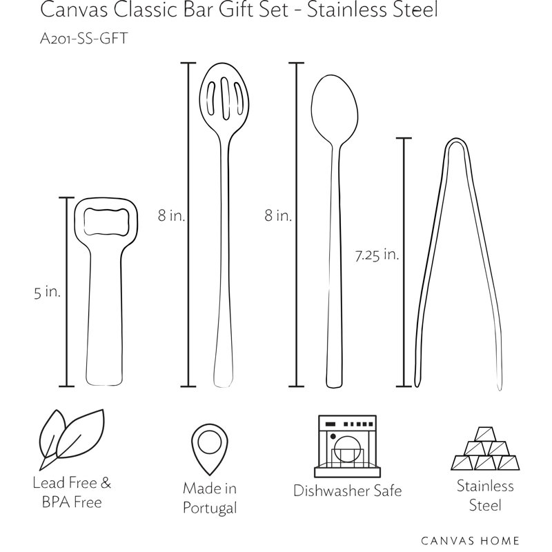 Ensemble d'outils de bar en acier inoxydable, Nickel brossé