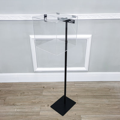 Acrylic Donation Box Floor Stand Lobby Foyer Tithes & Offering Suggestion Collection Ballot Box