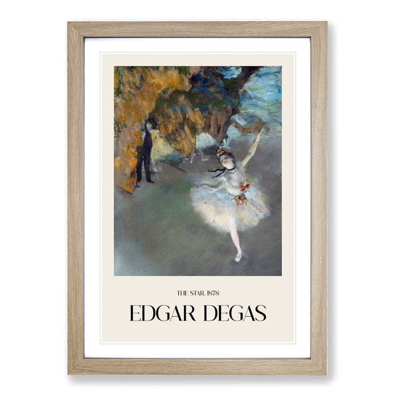The Star Ballet Ballerina Dancer by Edgar Degas - Picture Frame Painting, Oak Framed, 48cm H x 36cm W x 2cm D