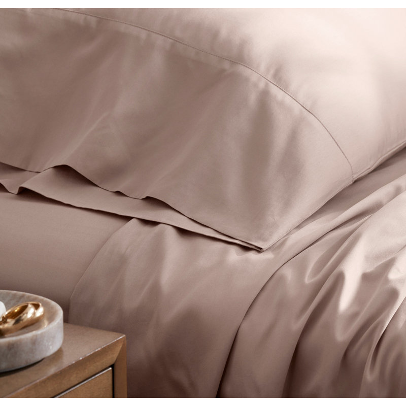 Percale Hemmed Pillowcase Set, King Pillowcase, Dusty Rose