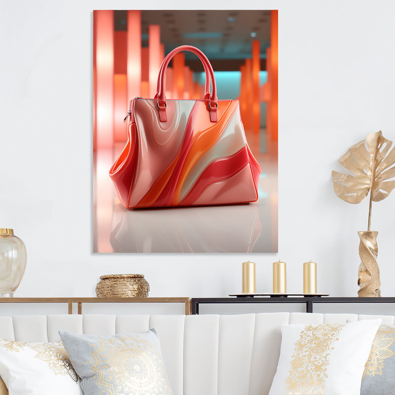 Encre rose liquide avec sac à main et élégance, H 20 po x l 12 po x P 1 po