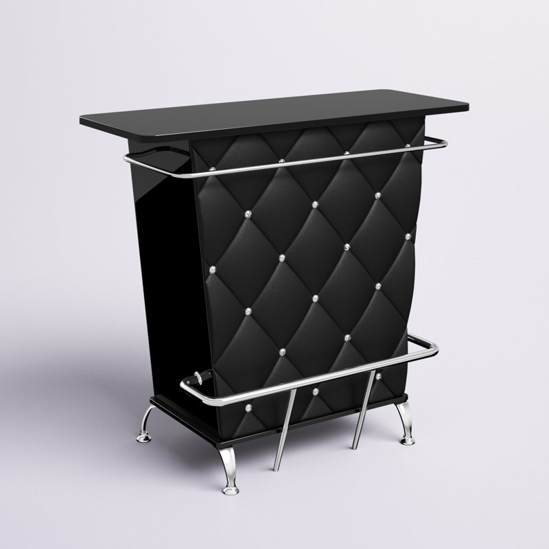 Bar avec rangement pour bouteilles de vin Asbury, Noir