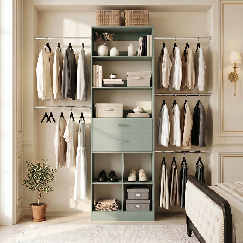Système de garde-robe de chambre moderne à hauteur réglable 48,9 po, Vert