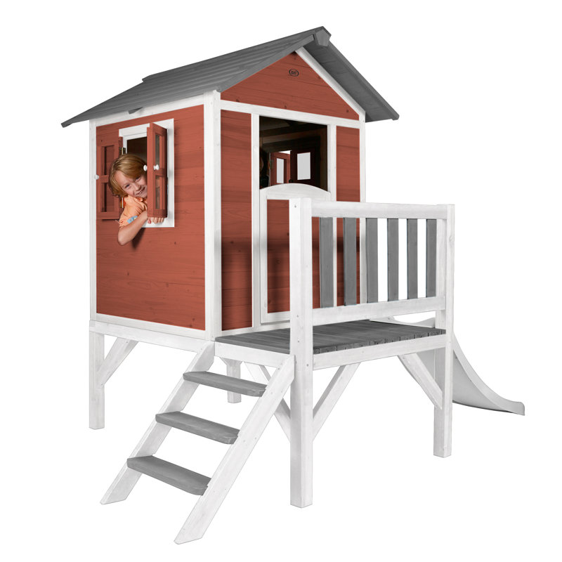 AXI 261cm W x 167cm D Outdoor Hemlock Wood Luxury Playhouse, Red