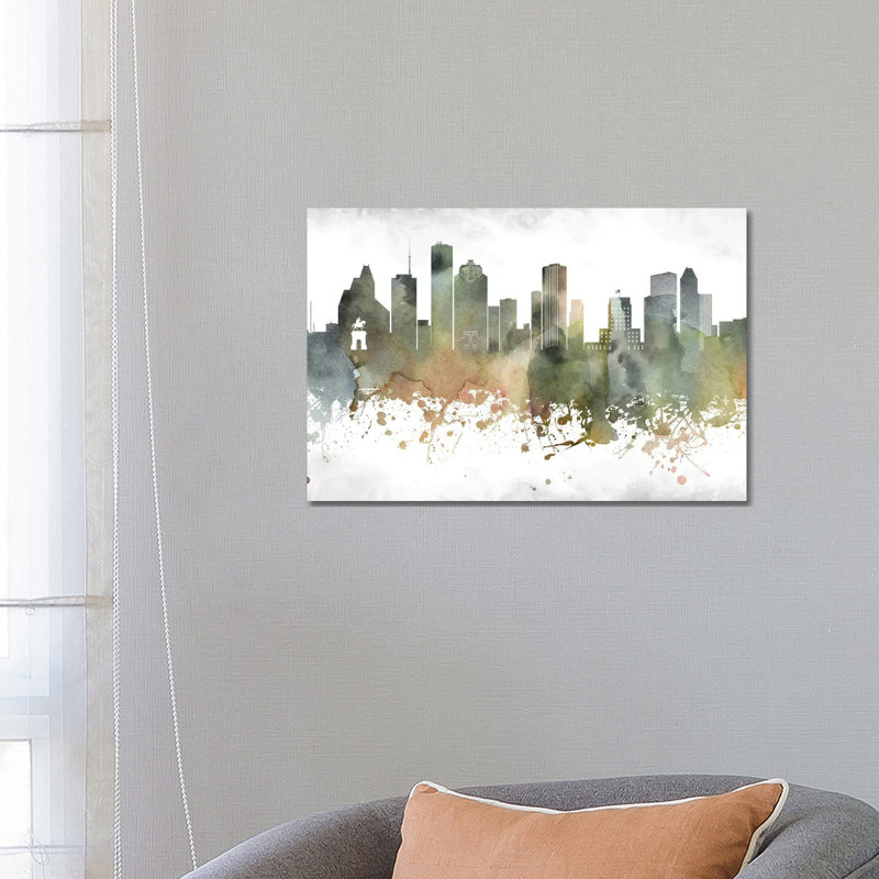 Houston Skyline by WallDecorAddict - Wrapped Canvas Print, 66.04 cm H x 45.72 cm W x 3.175 cm D