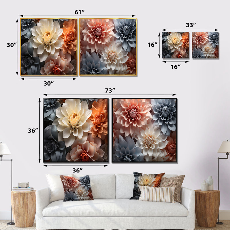 Havel - Abstract Still Lifes Square Collage Set Of 2, 16" H x 33" W, Gold Floater Framed