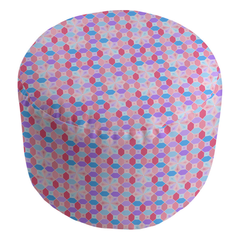 Repose-pieds cubique teint Leffel, Rose / bleu