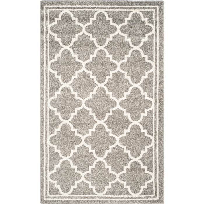Tapis géométrique Ammundsen, Rectangle de 12 pi x 18 pi, Gris foncé / beige
