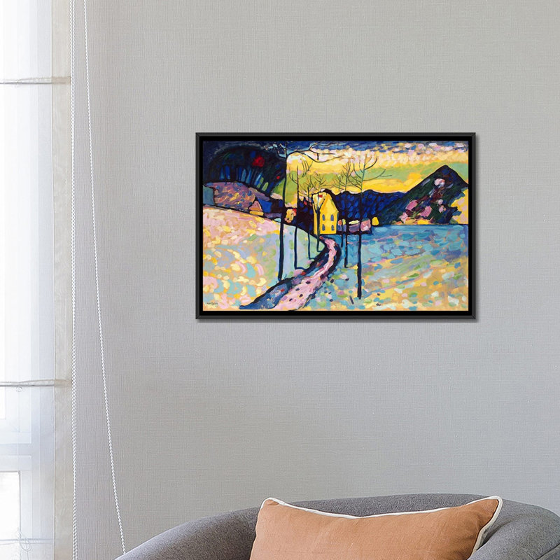 " Winter Landscape " by Wassily Kandinsky, 18" H x 26" W x 1.5" D, Black Framed Canvas, No Mat