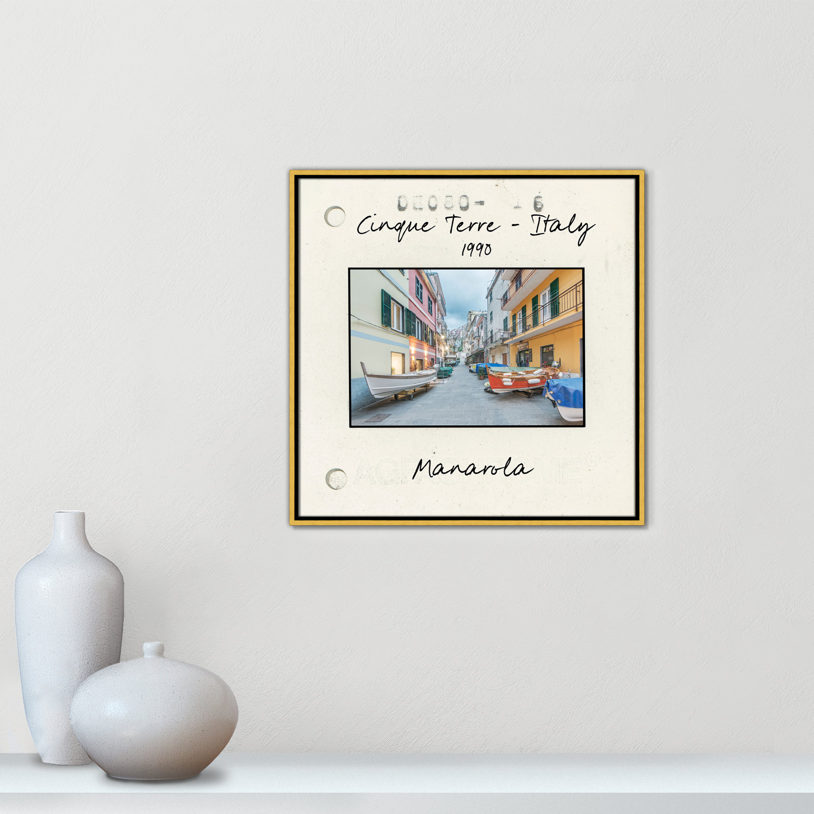 Ritona "Cinque Terre - Manarola" Print, Gold Floater Framed Canvas, 25.5" H x 25.5" W x 2" D